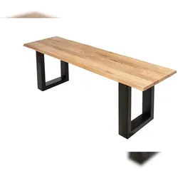 Sitzbank Baumkante 140 cm Eichenholz massiv schwarz Enrico