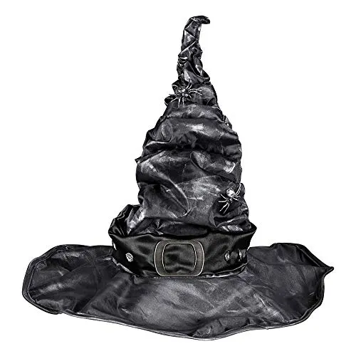W WIDMANN MILANO Party Fashion 5372D - Modellierbarer Hexen Hut, Schwarz, Zauberer, Magier, Accessoire, Zubehör, Karneval, Halloween, Mottoparty