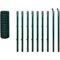vidaXL Eurozaun Stahl 10x1,5 m Grün - Gartenzäune aus PVC-beschichtetem Stahl, ideal für Schutz und Dekoration im Garten oder auf dem Bauernhof. Einfach zu montieren, 10 m lang und 1,5 m hoch.