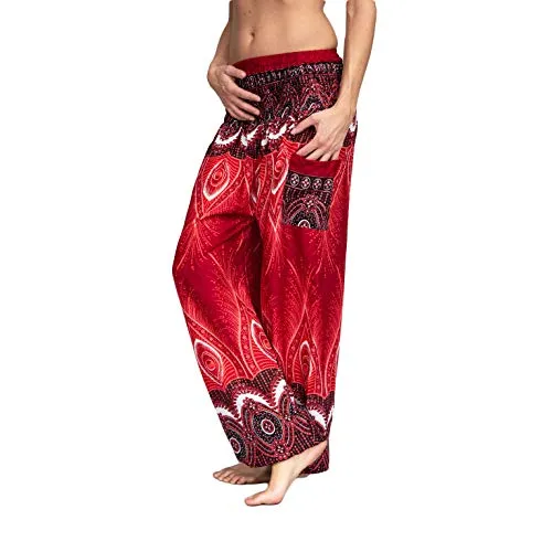 Mienloco Damen und Herren Haremshose Aladinhose Pumphose (S/M bis 1,70m, Rot)