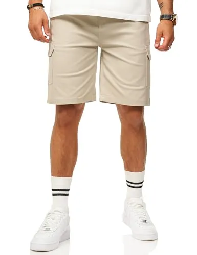 Soulstar Herren Kurze Hose Cargoshorts mit Stretch - Bermuda Sommershorts für Männer - Elastische Chinoshorts im Regular-Fit S2_GIDLEY-Stone-W38