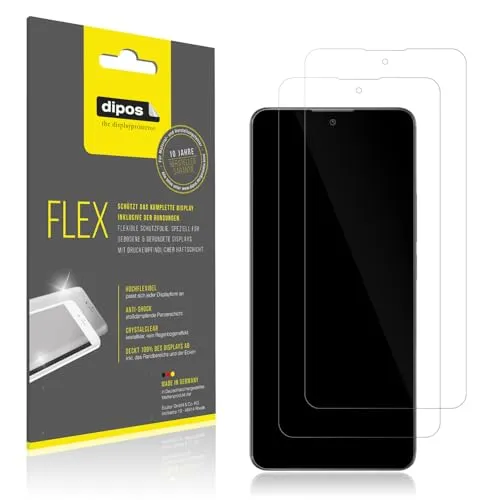 dipos FLEX 2x Schutzfolie klar passend für Xiaomi Poco X7 5G Case Friendly, 100% Displayabdeckung, Anti-Shock, Fingerprint Kompatibel, Case-Friendly, Full Cover Displayschutz Folie