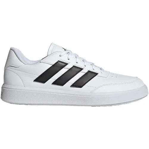 adidas Herren Courtblock Shoes - Sneaker in Cloud White/Core Black, 46 EU - Herren-Sneaker mit robustem Synthetikleder-Obermaterial und Zehenschutz, ideal für Komfort und Style auf dem Platz.