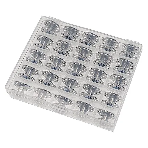 vhbw Aufbewahrungs-Box kompatibel mit Pfaff Hobby 541, 721, 741, 645 Nähmaschinen-Spulen - inkl. Unterfaden-Spulen, Metall