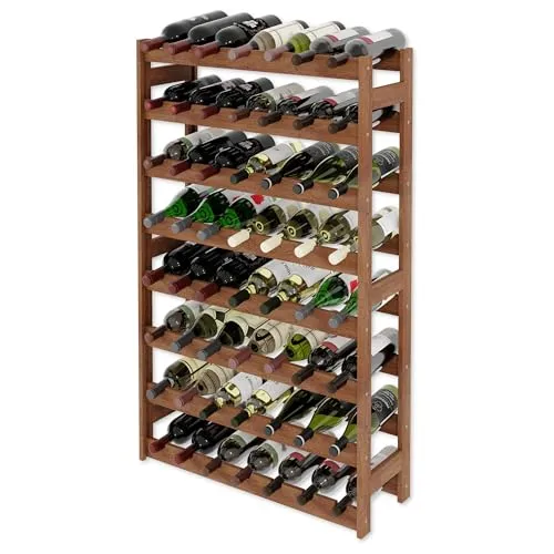 Lenmar, Weinregal aus Holz für Flaschen, Natur, RW-1, Wein, Flaschenregal, Kellerregal, Regale, Flaschenhalter (Braun, RW-1-56, 118 x 72,5 x 25, 7 liegen, 56 Flaschen)