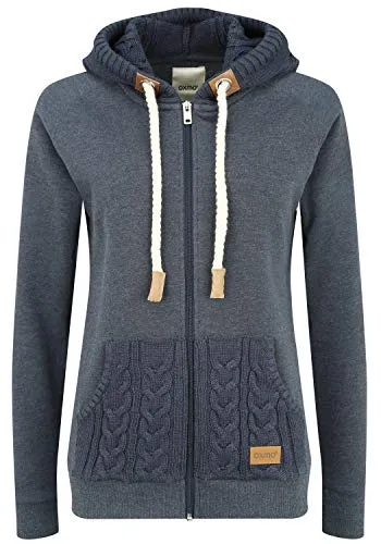 OXMO OXMatilda Damen Sweatjacke Kapuzenjacke Hoodie mit Kapuze Kängurutasche Baumwollmischung Regular fit, Größe:XS, Farbe:INS BL Mel (7989915)