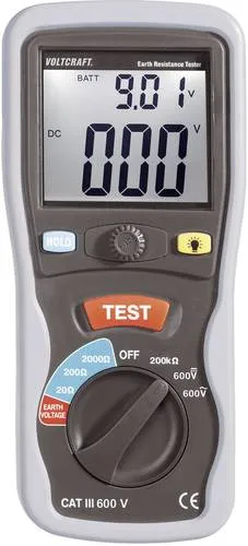 VOLTCRAFT ET-02 Erdungsmessgerät - Elektrische Messgeräte: Robust und einfach zu bedienen, ideal für präzise Erdungsmessungen bis 600 V AC/DC.
