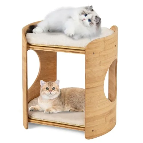 Produktbild GOPLUS 2-stöckiger Katzenbett aus Bambus mit Kratzbaum