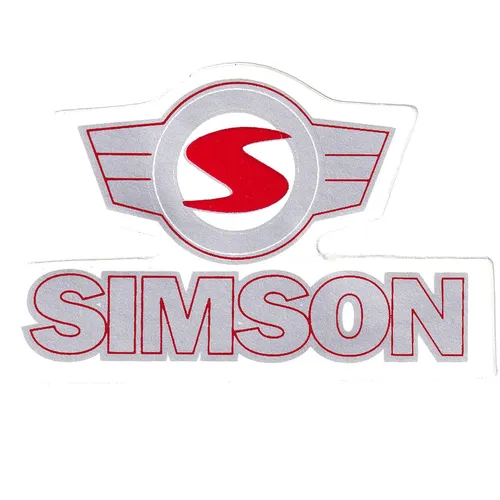 Klebefolie Simson - Schriftzug mit Emblem in Rot-Silber - Simson S53, S83