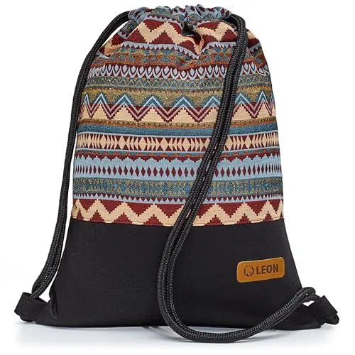 By Bers Leon großer Premium Turnbeutel - Stylischer Turnbeutel aus 100% Baumwolle mit 3 Innentaschen, ideal für Sport, Reisen und Alltag. Hochwertige Verarbeitung und verstellbares Nylonseil für maximalen Komfort.