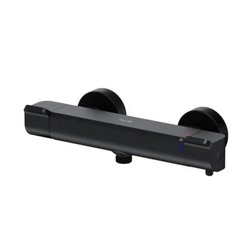 AM.PM Duschthermostat Schwarz - Innovative Brausethermostat für sicheres Duschen - Bad- & Duscharmaturen mit ergonomischem Griff für einfache Bedienung, auch mit seifigen Händen. Die Thermostat-Kartusche schützt vor Verbrühungen und sorgt für konstante Wassertemperatur.