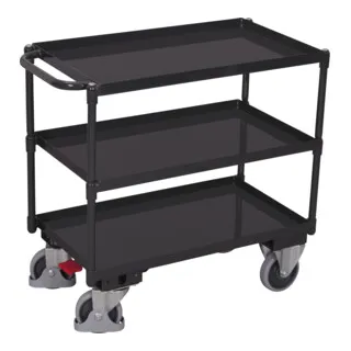 VARIOfit Tischwagen SW-700.610/AG - Robuster Mehrzweckwagen mit 3 Etagen - Vielseitiger Tischwagen mit 3 ölgedichteten Etagen, belastbar bis 400 kg. Ideal für den professionellen Einsatz, ausgestattet mit TPE-Rollen und EasySTOP Bremse.