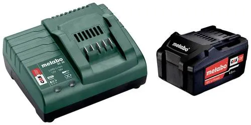 Metabo Basis-Set 1 x 4.0 Ah - Ladegerät-Set mit leistungsstarkem Li-Power Akkupack 18 V/4,0 Ah und schnellem SC 30 Ladegerät für effizientes Arbeiten.
