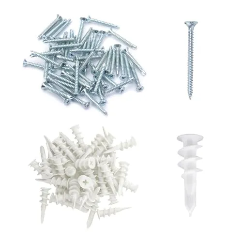 Galenecx 100 Stück Dämmstoffdübel, Gipskartondübel Selbstbohrender, Spiral Dübel für Dämmung, Fassadendübel Kohlenstoffstahl, Dübel Schrauben Set, Rigipswände Stein Ziegeln Beton Gipsbauplatten