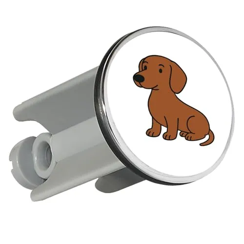 Huuraa Waschbeckenstöpsel Kurzhaar Dackel Dachshund Comic Geschenk 4cm für Waschbecken Abflussstopfen Kurzhaar Dackel Geschenkidee