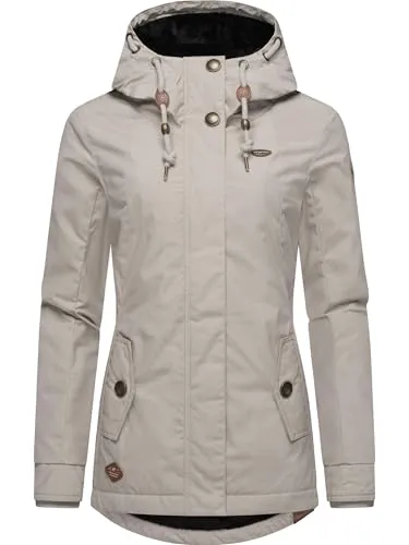 Ragwear Damen Winterjacke Monade Intl Zinc24 Gr. M - Funktionsjacke mit kuscheligem Teddy-Fleece-Futter, wasserabweisendem Obermaterial und tailliertem Schnitt - ideal für kalte Tage!