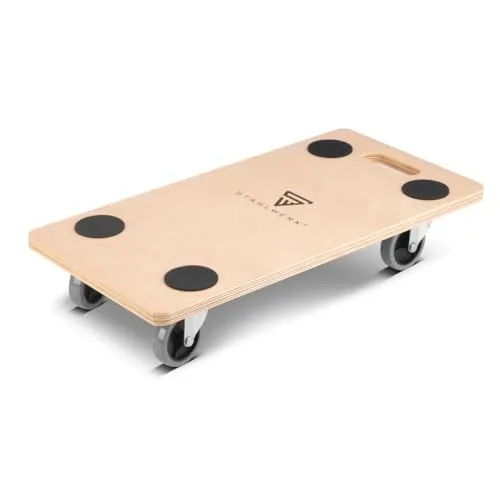 STAHLWERK Transportroller mit 58 x 29 cm Ladefläche und 250 kg Tragkraft (TRS-250 ST) – Rollbrett, gummierte Lenkrollen, Gummi-Pads für festen Halt, Möbelroller, Möbeltransport, Tischtransportwagen