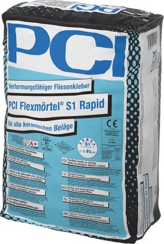 PCI Flexmörtel S1 Rapid 20 kg - Verformungsfähiger Flexmörtel für Innen und Außen, ideal für Wand und Boden. Passt sich Temperaturschwankungen an und sorgt für eine effektive kristalline Wasserbindung.