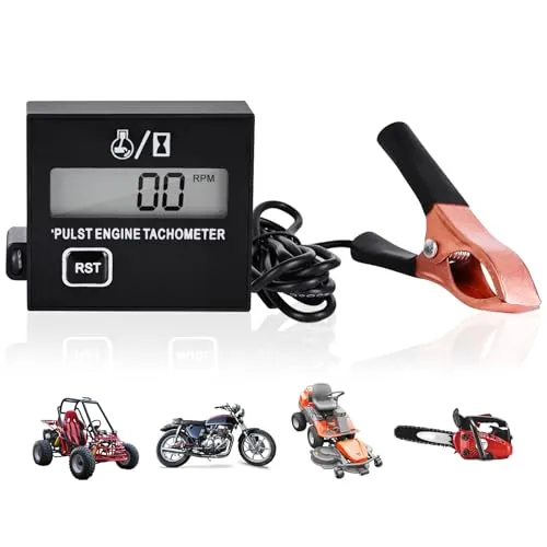 BORDEAG Digitaler Drehzahlmesser Induktiver Drehzahlmesser: Drehzahlmesser Für Kettensägen Mit Stundenzähler, Motortachometer Wasserdicht, Digitaler Drehzahlmesser Für Rasenmäher Und Motorräder