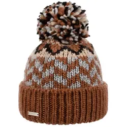 Seeberger Bommelmütze (1-St) Strickmütze mit Umschlag braun