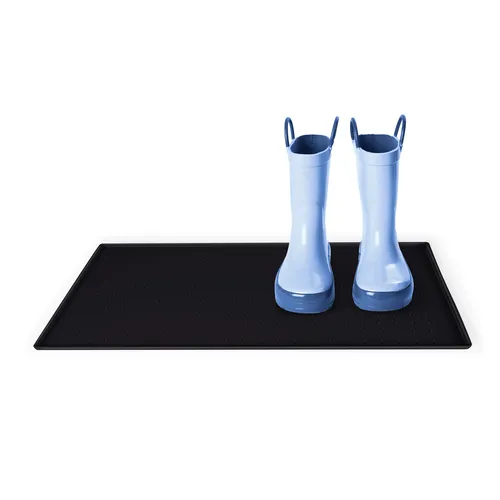 Blumtal – Silikonmatte, 60 x 40 cm, Abtropfmatte Geschirr, rutschfest, erhöhter Außenrand, Unterlage Kaffeemaschine, spülmaschinengeeignet, schwarz