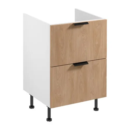 Küchenschrank für Induktionskochfeld-Einbau mit 2 Schubladen - Moderner Küchenschrank mit 2 Soft-Close-Schubladen für optimalen Stauraum. Maße: 60 x 52 x 87 cm, gefertigt aus Holz, ideal für Ihre Einbauküche. Verstellbare Füße sorgen für Stabilität.