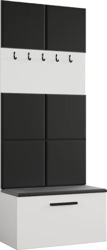 Masseno Garderobe-Set MODULO 80,6/204/40 cm – Modern, Weiß - Elegante Garderobe MODULO für Ihren Eingangsbereich. Bietet praktischen Stauraum für Jacken und Schuhe. Hochwertige Verarbeitung und modernes Design sorgen für Stil und Funktionalität.