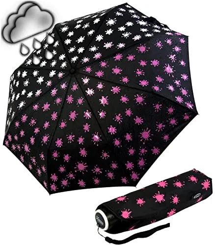 iX-brella Mini Ultra Light Wetprint - Farbwechsel bei Nässe - Paintdrops Neon Pink