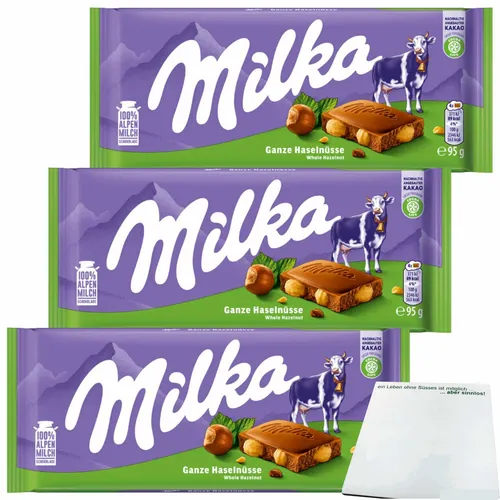 Milka ganze Haselnüsse 3er Pack 3x95g Tafel usy Block