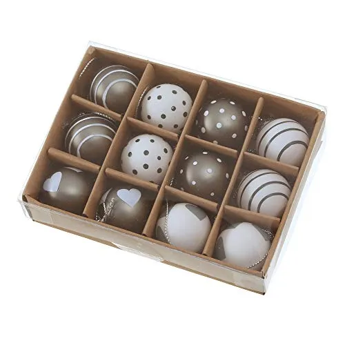 Weihnachtskugel Christbaumkugel Glaskugel Ø 3 cm grau weiß 12 er Set