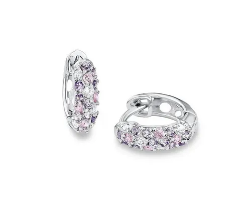 Prinzessin Lillifee Kinder-Creolen 925 Silber - Ohrringe für Mädchen, süße Creolen aus rhodiniertem Sterling Silber 925, verziert mit funkelnden Zirkoniasteinen in lila und rosa, ideal für kleine Prinzessinnen.