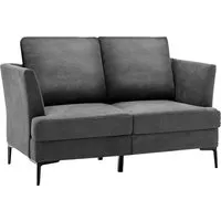 COSTWAY 2-Sitzer Sofa, gepolstert für bis zu 340 kg - Einzelsofa für 2-3 Personen, bietet hohen Komfort mit gepolsterter Rücken- und Sitzfläche sowie zwei Kissen, ideal für Wohnzimmer und gemütliche Abende.