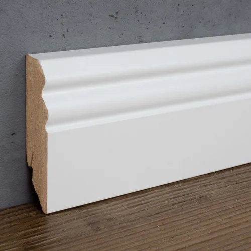 PROVISTON Sockelleiste MDF | 18 x 70 x 2400 mm | Weiß | Leiste Berliner Profil