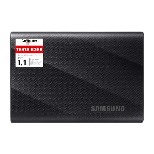 Samsung T9 Portable SSD 1TB Schwarz - Ultra-schnelle 2.000 MB/s Übertragung, stoßfest und perfekt für 4K-Videomaterial