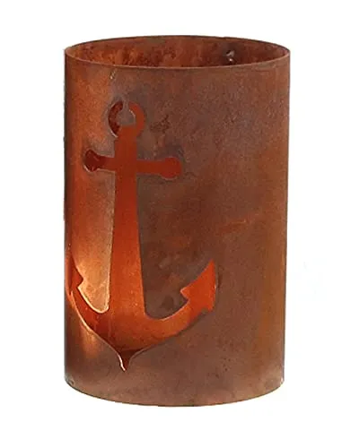 Windlicht Anker Rost Design, Rostfigur, Dekofigur, Gartendeko, Metalldeko