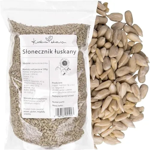 Sonnenblumenkerne geschält 1 kg für Müsli & Salate – KUCHNIA ZDROWIA | Geschälte Sonnenblumenkerne mit mild-nussigem Geschmack – für Müsli, Salate, Bowls, Brot, Brötchen und Backrezepte