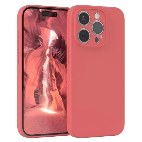 EAZY CASE - Silikonhülle für iPhone 15 Pro Hülle Silikon Case Rot weich stoßfeste Handyhülle Schutzhülle mit Kameraschutz Dünn Premium Schutz Cover TPU Phone Bumper in Pastell Hellrot Matt