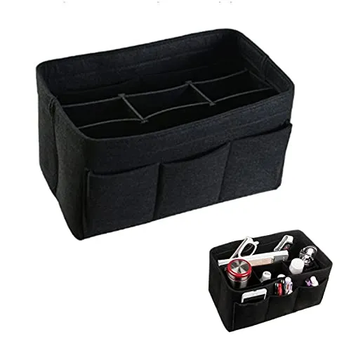 ABSOK Taschenorganizer Handtasche, Filz, entnehmbare Fächer, Handtaschenorganisator Damen mit Innentasche Taschenorganizer für Handtasche - Schwarz
