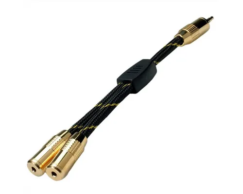 ROLINE GOLD 3,5mm Adapterkabel (1x ST, 2x BU) Audio-Kabel, Klinke 3,5 mm, 3-polig Stereo (Mini-Klinke) Männlich (Stecker), Klinke 3,5 mm, 3-polig Stereo (Mini-Klinke) Weiblich (Buchse) (20.0 cm), 0,15m