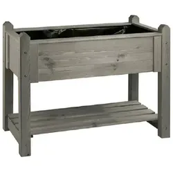 Hochbeet Premium aus Kiefernholz, Vintage-Grau, 114x60x84,4 cm - Hochbeet aus FSC-zertifiziertem Kiefernholz, ideal für Terrasse oder Balkon. Knie- und rückenschonende Arbeitshöhe für bequemes Gärtnern. UV-beständige Folie für Langlebigkeit.