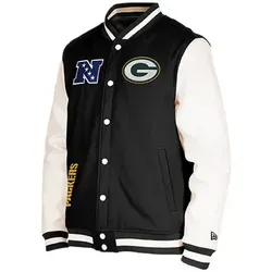 New Era Sweatjacke New Era Green Bay Packers Varsity Jacke Baumwolle schwarz XXL (62/64)