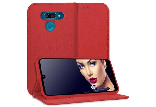 mtb more energy Smartphone-Hülle Smart Magnet für LG K50, Rot, Bookstyle Klapphülle Cover Wallet Case aus Kunstleder