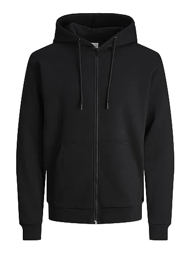 Jack & Jones Hoodie Kapuzenjacke JJEBRADLEY in Schwarz XL - Herren-Sweatjacke im Regular Fit, aus wärmendem Sweatmaterial mit praktischem Reißverschluss und Eingrifftaschen – ideal für lässige Freizeitlooks.