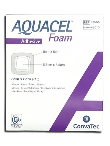 Aquacel Foam adhäsiv 8x8 cm Verband – 10 Stück