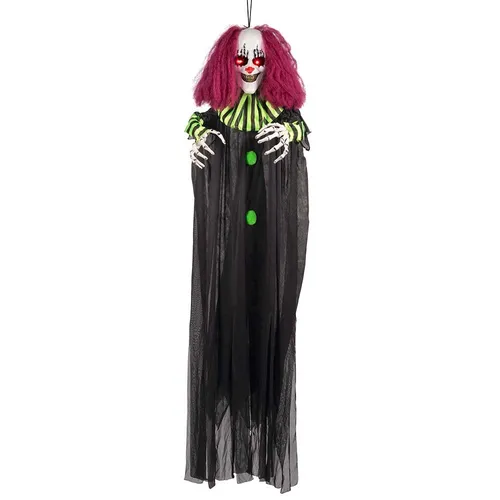 Lebensgroße Hängedekoration Terror Clown - 130cm - Figuren für Halloween: Diese gruselige Hängedekoration sorgt für schaurige Stimmung und ist ein echter Hingucker auf jeder Halloween-Party.