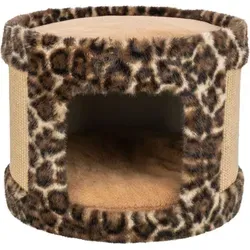 Trixie Leo Kratzbaum für Katzen Ø 38 x 30 cm - Stylischer Kratzbaum in Braun für Katzen, mit wendbarem Kissen und handwaschbarem Material für einfache Pflege.