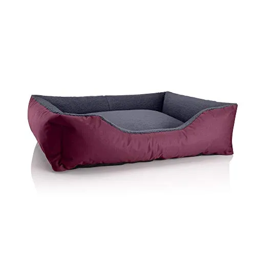 BedDog Hundebett TEDDY XL - Komfortables Hundesofa in CHERRY-ROCK - Hundebett für kleine und große Hunde, robust und kuschelig weich. Mit wasserabweisendem Nylon und abnehmbarem, waschbarem Bezug für einfache Pflege.