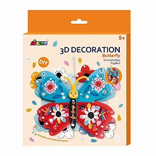 Avenir 6305068, 3D Dekoration Schmetterling, Kreativ-Kit, Bastelset für Kinder ab 5 Jahren