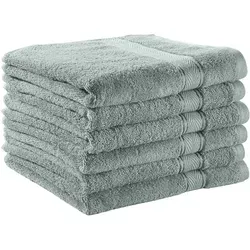 BettwarenShop Handtuch Serie Essential 6er Pack 50x100 cm | silber-grau - Die Essential Handtücher aus 100 % Baumwolle bieten hohe Saugfähigkeit und Strapazierfähigkeit. Mit eleganter Bordüre und Aufhängeschlaufe sind sie ideal für den täglichen Gebrauch. Pflegeleicht und langlebig, perfekt für jedes Badezimmer.