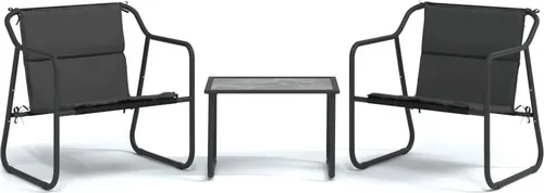 vidaXL 3-tlg. Garten-Lounge-Set mit Kissen Anthrazit - Stahl Grau - Gartenmöbel-Set mit modernem Design, robustem Stahlrahmen und atmungsaktivem Textilene für höchsten Komfort und Langlebigkeit im Freien.